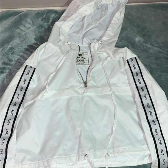 Reflex Jackets & Blazers - white-cropped windbreaker hoddie